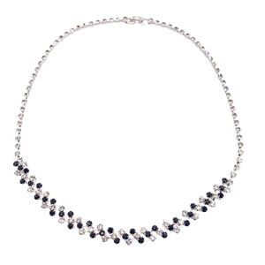 Silver and Black Rhinestone Collar Necklace